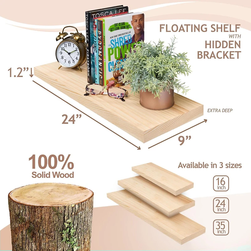 Sorbus 24" Solid Wood 2-Shelf with Baskets
