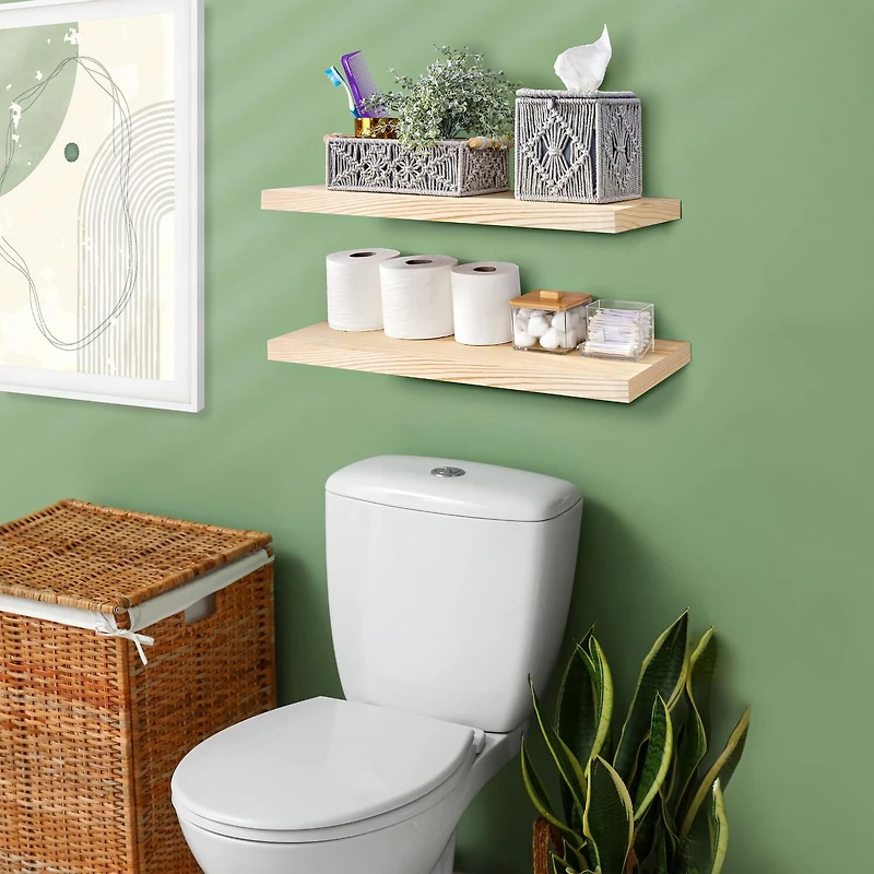 Sorbus 24" Solid Wood 2-Shelf with Baskets