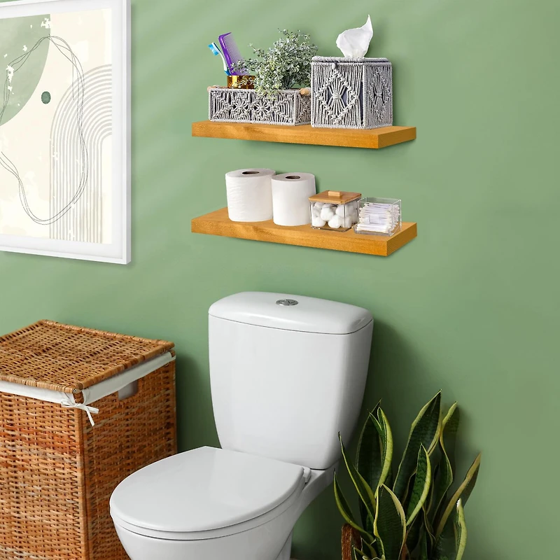 Sorbus 16" Solid Wood 2-Shelf with Baskets