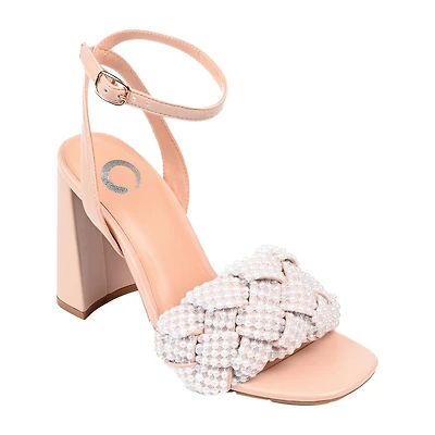 Journee Collection Dua Womens Round Open Toe Block Heel Pumps