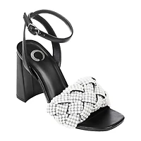 Journee Collection Dua Womens Round Open Toe Block Heel Pumps