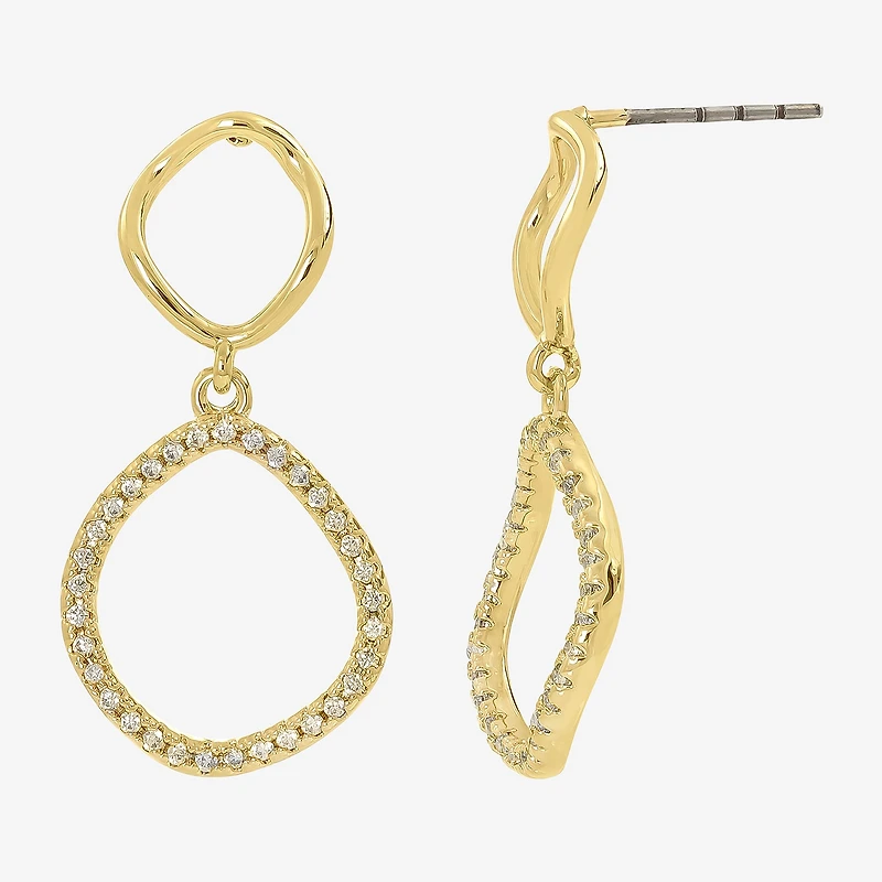 Sparkle Allure Womens Cubic Zirconia 14K Gold Over Brass Oblong Drop Earrings