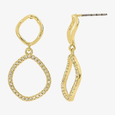 Sparkle Allure Womens Cubic Zirconia 14K Gold Over Brass Oblong Drop Earrings