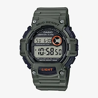 Casio Mens Digital Green Strap Watch Trt110h3avos