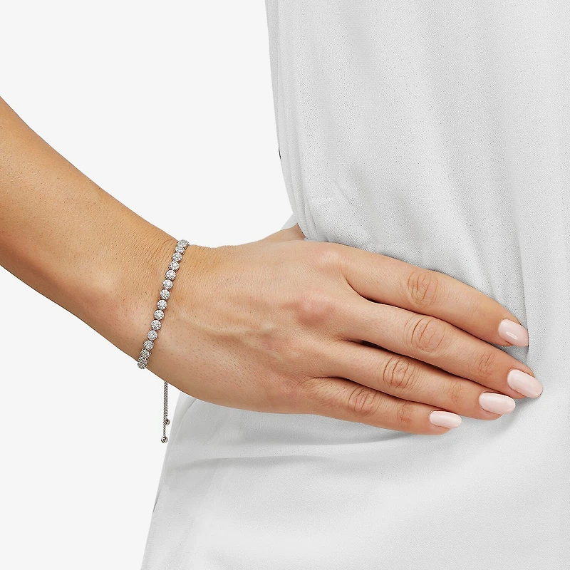1 CT. T.W. Diamond Bolo Bracelet in 10K White Gold