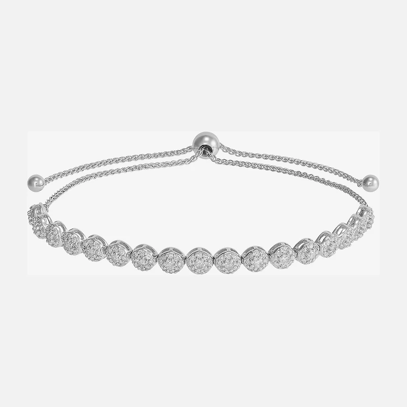 1 CT. T.W. Diamond Bolo Bracelet in 10K White Gold