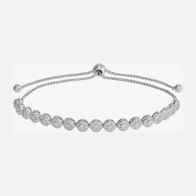 1 CT. T.W. Diamond Bolo Bracelet in 10K White Gold