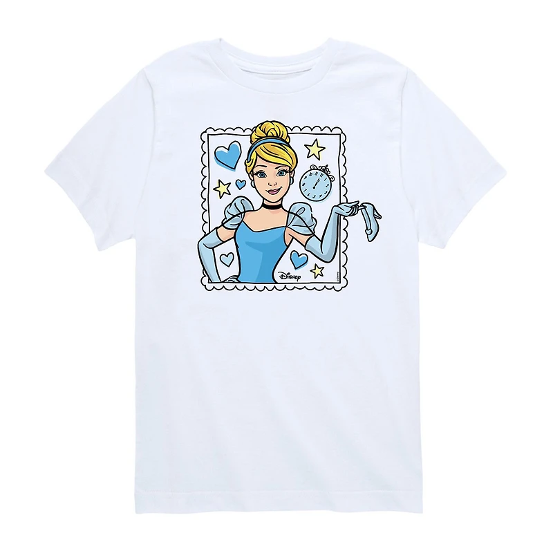 Disney Collection Little & Big Kid Girls Crew Neck Short Sleeve Regular Fit Cinderella Princess Graphic T-Shirt