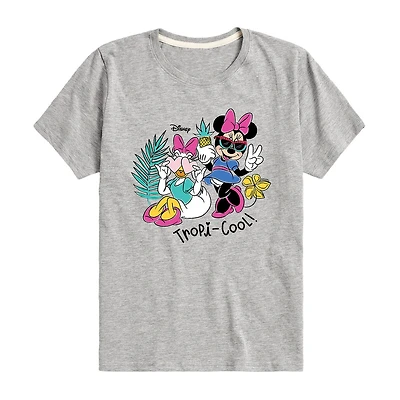 Disney Collection Little & Big Kid Girls Crew Neck Short Sleeve Regular Fit Mickey and Friends Minnie Mouse Graphic T-Shirt