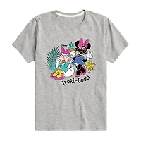 Disney Collection Little & Big Kid Girls Crew Neck Short Sleeve Regular Fit Mickey and Friends Minnie Mouse Graphic T-Shirt