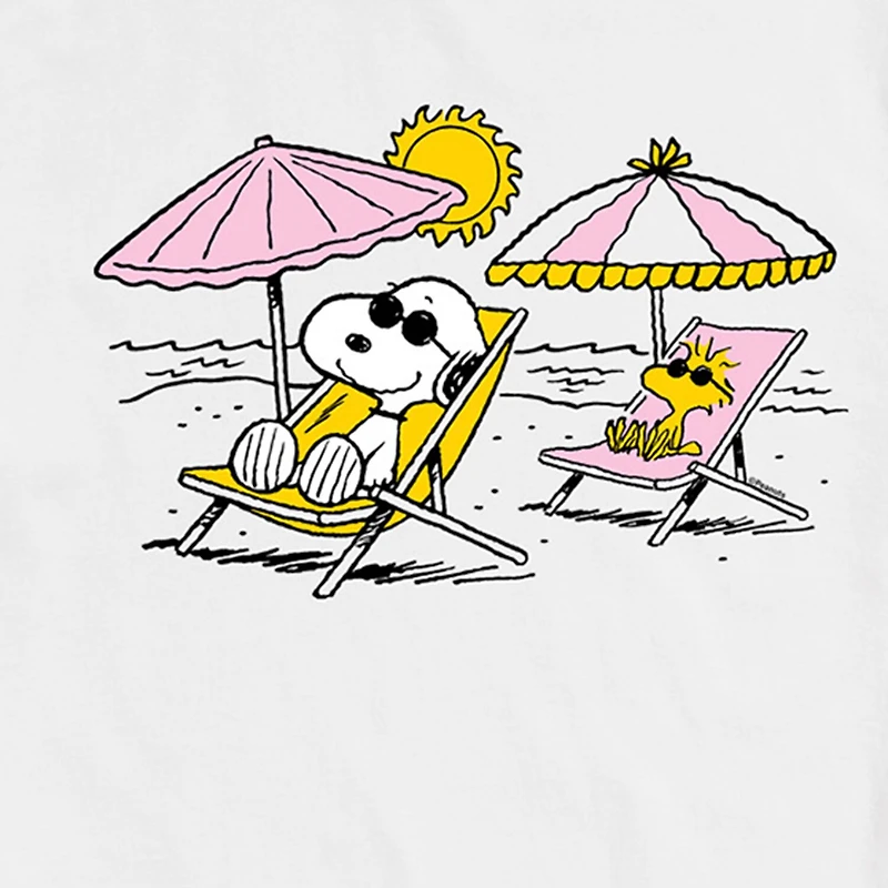 Womens Juniors Crew Neck Short Sleeve Regular Fit Peanuts Snoopy Graphic T-Shirt