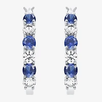 Gemstone & Lab-Created White Sapphire Sterling Silver Hoop Earrings