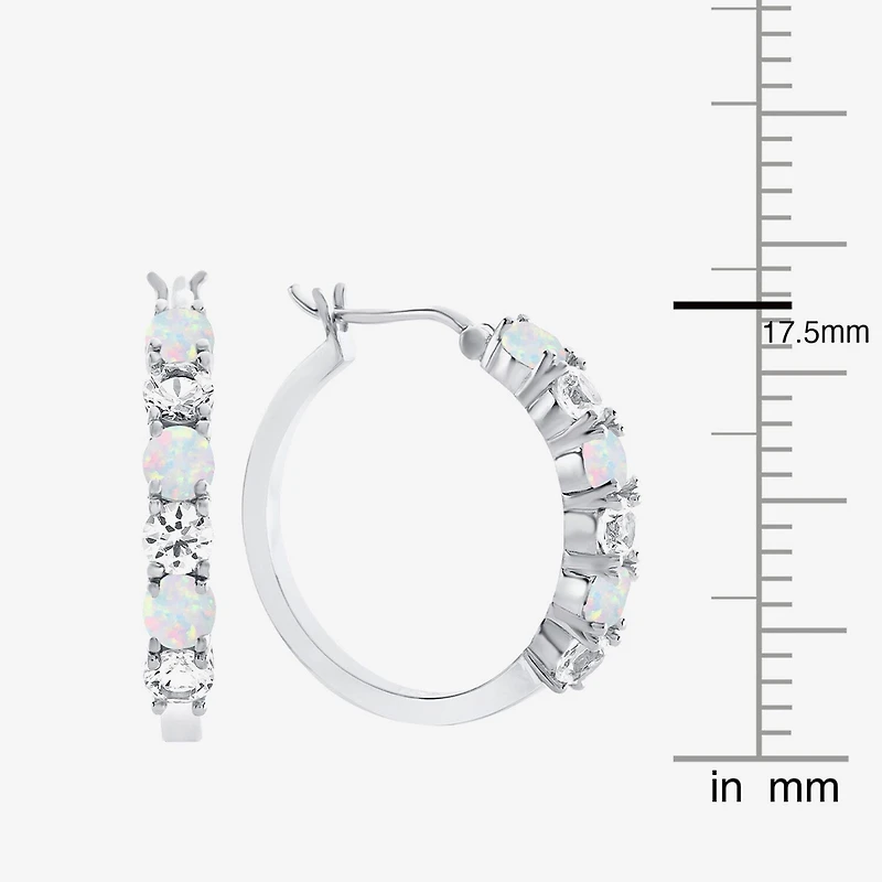 Gemstone & Lab-Created White Sapphire Sterling Silver Hoop Earrings