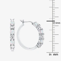 Gemstone & Lab-Created White Sapphire Sterling Silver Hoop Earrings