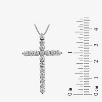 Womens 2 CT. Lab Grown White Diamond 10K Gold Cross 18 Inch Pendant Necklace
