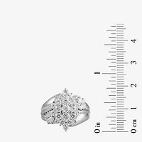 Womens 2 CT. Lab Grown White Diamond 10K Gold Flower Cluster Cocktail Ring