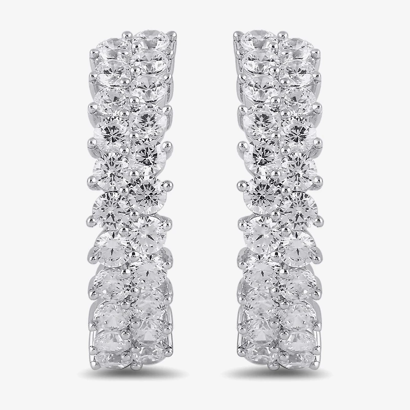 Womens 2 CT. T.W. Lab Grown White Diamond Sterling Silver 20.4mm Hoop Earrings