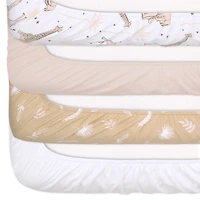 The Peanutshell Caramel Safari Organic Cotton Jersey 4-pc. Crib Sheet