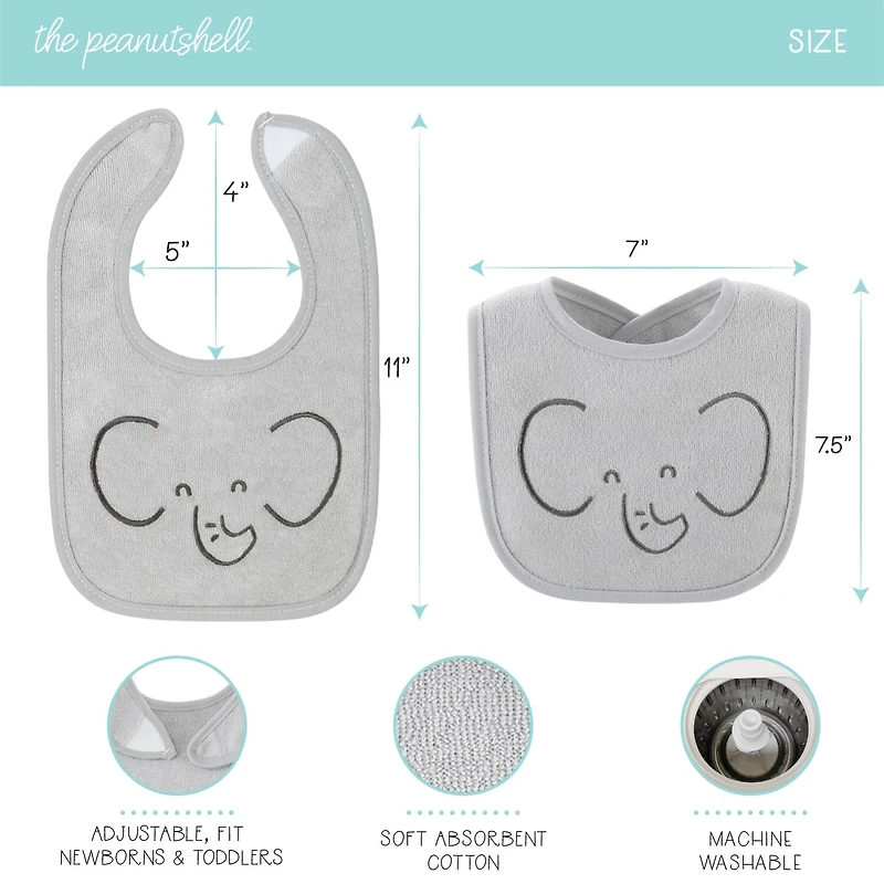 The Peanutshell Soft Neutral Unisex 10-pc. Bib