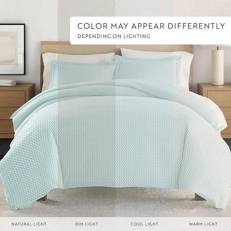 Casual Comfort Premium Ultra Soft 3-pc. Puffed Chevron Print Duvet Cover Set