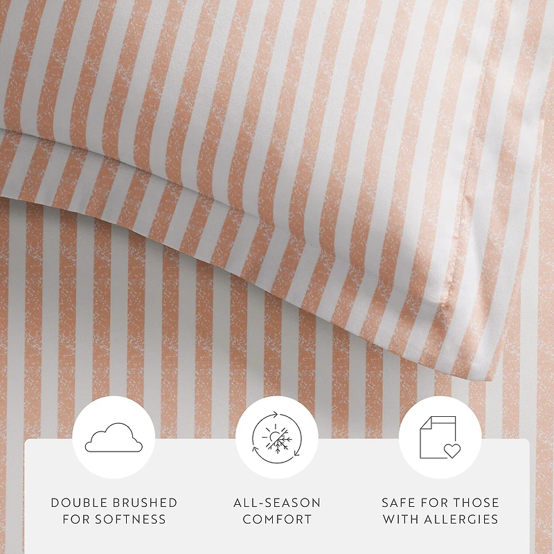 Casual Comfort Premium Ultra Soft Puffed Rugged Stripes Duvet Cover Set