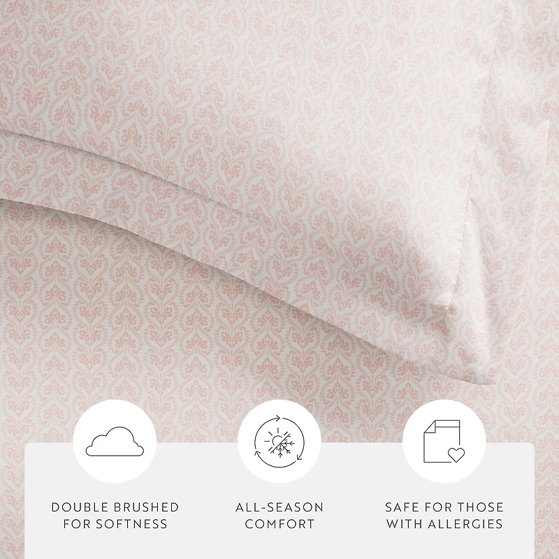 Casual Comfort Premium Ultra Soft Classic Pink Pattern Duvet Cover Set