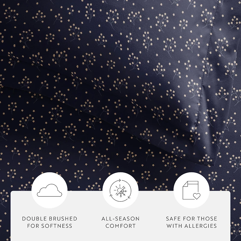 Casual Comfort Premium Ultra Soft Midnight Blossoms Duvet Cover Set