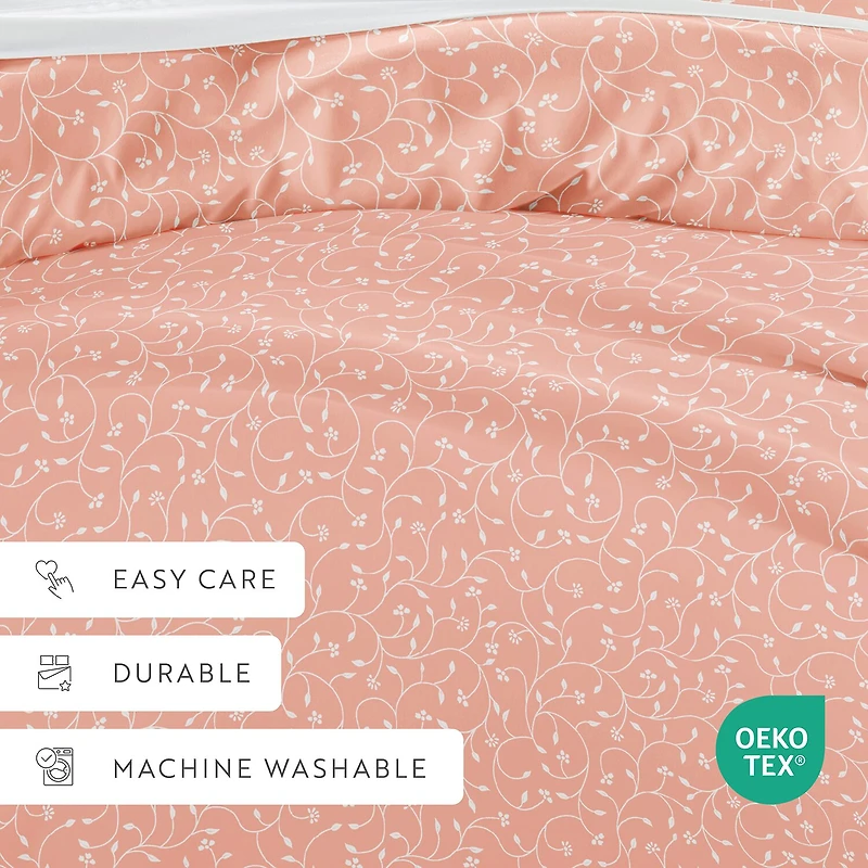 Casual Comfort Premium Ultra Soft Pink Buds Duvet Cover Set