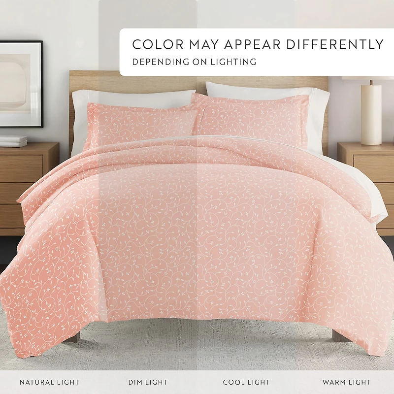 Casual Comfort Premium Ultra Soft Pink Buds Duvet Cover Set