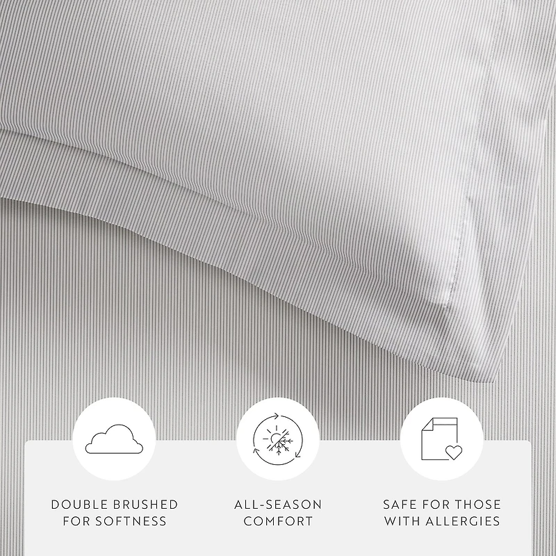 Casual Comfort Premium Ultra Soft Pinstriped Duvet Cover Set