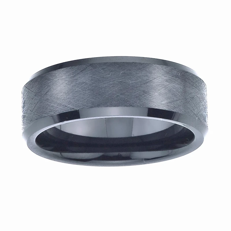 Mens 8mm Black Ceramic Wedding Band