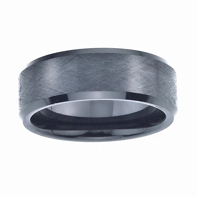 Mens 8mm Black Ceramic Wedding Band