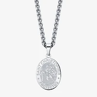 J.P. Army Men's Jewelry Saint Christopher Stainless Steel 24 Inch Cable Pendant Necklace