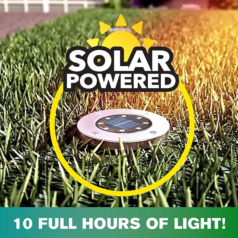 Bell + Howell 8 LED Super Bright Solar Powered Swivel Disk Light with Auto On/Off Lighting and Weatherproof Rust-Free - 8 Pack