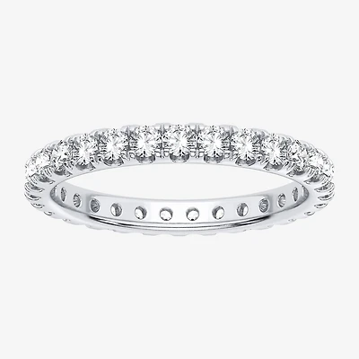 (H-I / Si1-Si2) Womens 2MM 1 CT. T.W. Lab Grown White Diamond 10K Gold Eternity Wedding Band