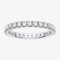 (H-I / Si1-Si2) Womens 2MM 1 CT. T.W. Lab Grown White Diamond 10K Gold Eternity Wedding Band