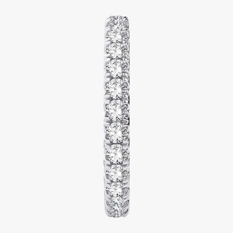 (H-I / Si1-Si2) Womens 2MM 1 CT. T.W. Lab Grown White Diamond 10K Gold Eternity Wedding Band