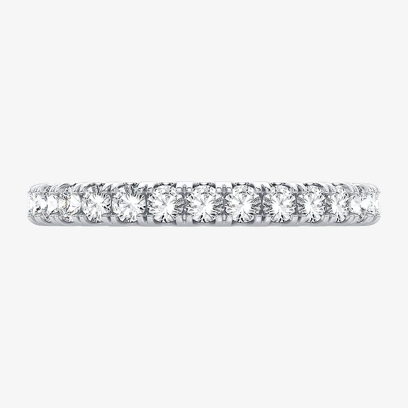 (H-I / Si1-Si2) Womens 2MM 1 CT. T.W. Lab Grown White Diamond 10K Gold Eternity Wedding Band