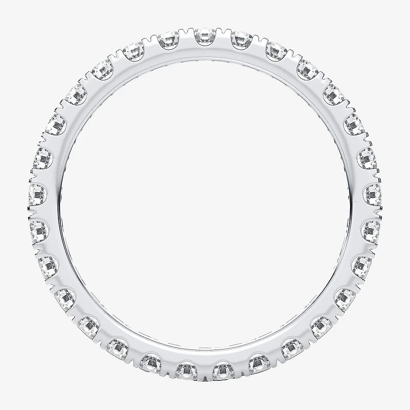(H-I / Si1-Si2) Womens 2MM 1 CT. T.W. Lab Grown White Diamond 10K Gold Eternity Wedding Band