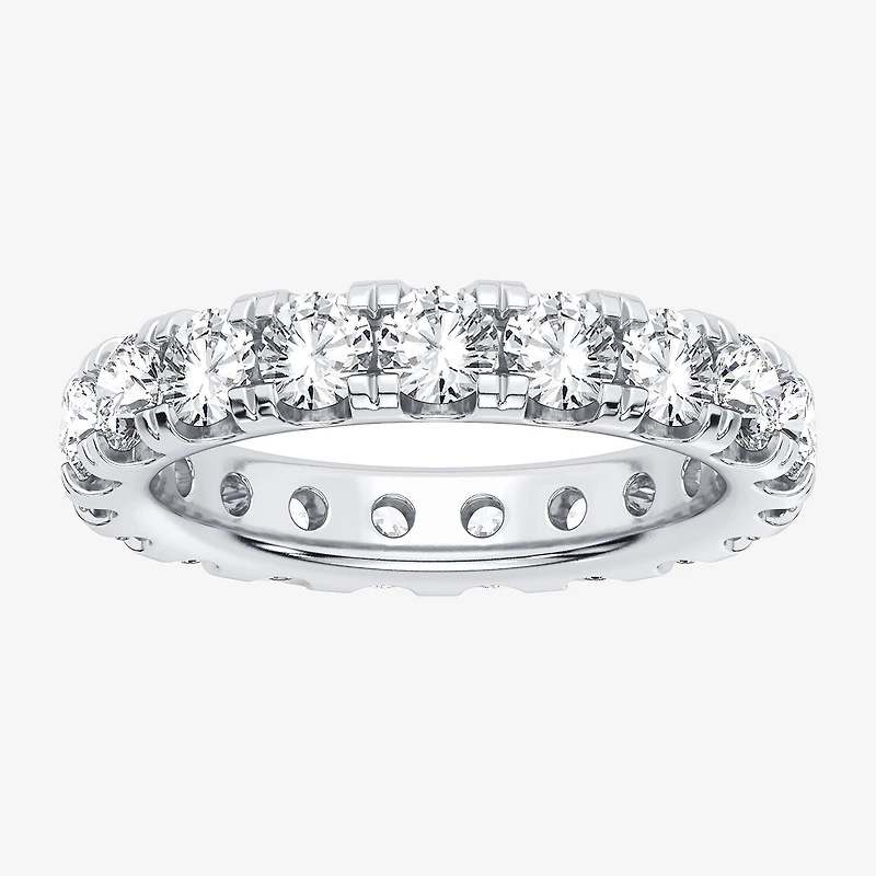 (H-I / Si1-Si2) Womens 3.5MM 3 CT. T.W. Lab Grown White Diamond 10K Gold Eternity Wedding Band