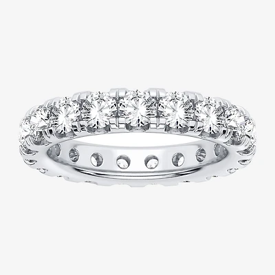 (H-I / Si1-Si2) Womens 3.5MM 3 CT. T.W. Lab Grown White Diamond 10K Gold Eternity Wedding Band