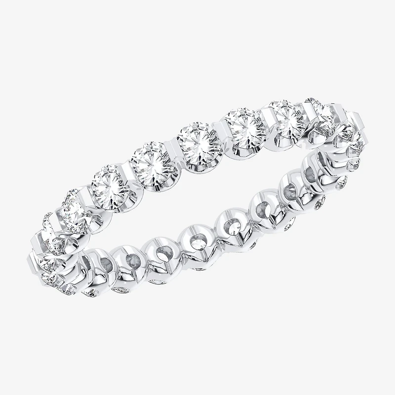 (H-I / Si1-Si2) Womens 2.5MM 2 CT. T.W. Lab Grown White Diamond 10K Gold Eternity Wedding Band