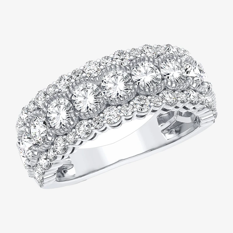 (H-I / Si1-Si2) Womens 7MM 2 CT. T.W. Lab Grown White Diamond 10K Gold Anniversary Band