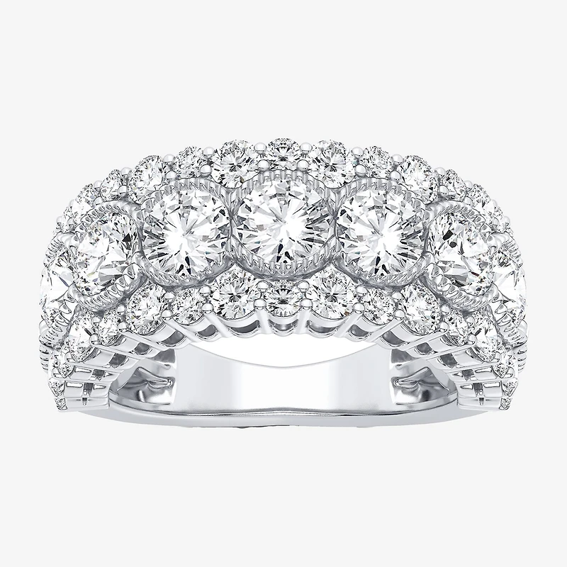 (H-I / Si1-Si2) Womens 8MM 3 CT. T.W. Lab Grown White Diamond 10K Gold Anniversary Band