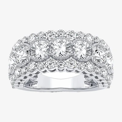 (H-I / Si1-Si2) Womens 8MM 3 CT. T.W. Lab Grown White Diamond 10K Gold Anniversary Band