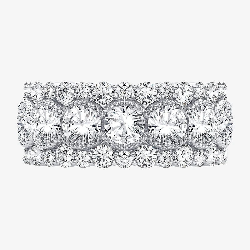 (H-I / Si1-Si2) Womens 8MM 3 CT. T.W. Lab Grown White Diamond 10K Gold Anniversary Band