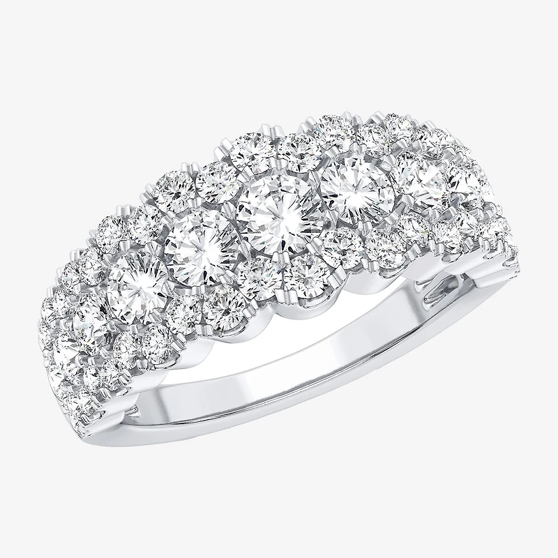 (H-I / Si1-Si2) Womens 8.5MM 2 CT. T.W. Lab Grown White Diamond 10K Gold Anniversary Band