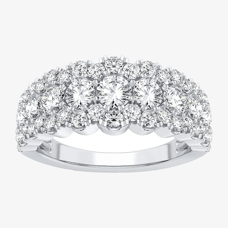 (H-I / Si1-Si2) Womens 8.5MM 2 CT. T.W. Lab Grown White Diamond 10K Gold Anniversary Band