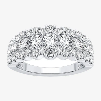 (H-I / Si1-Si2) Womens 8.5MM 2 CT. T.W. Lab Grown White Diamond 10K Gold Anniversary Band