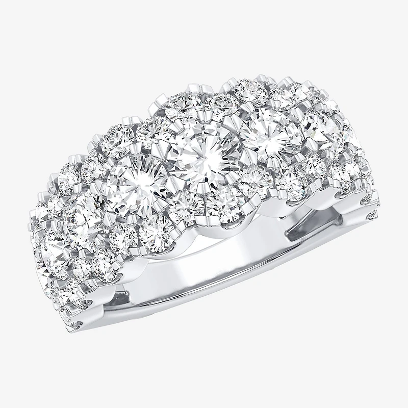 (H-I / Si1-Si2) Womens 9M 3 CT. T.W. Lab Grown White Diamond 10K Gold Anniversary Band